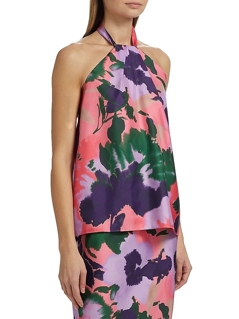 Florentine Floral Silk Halterneck Top