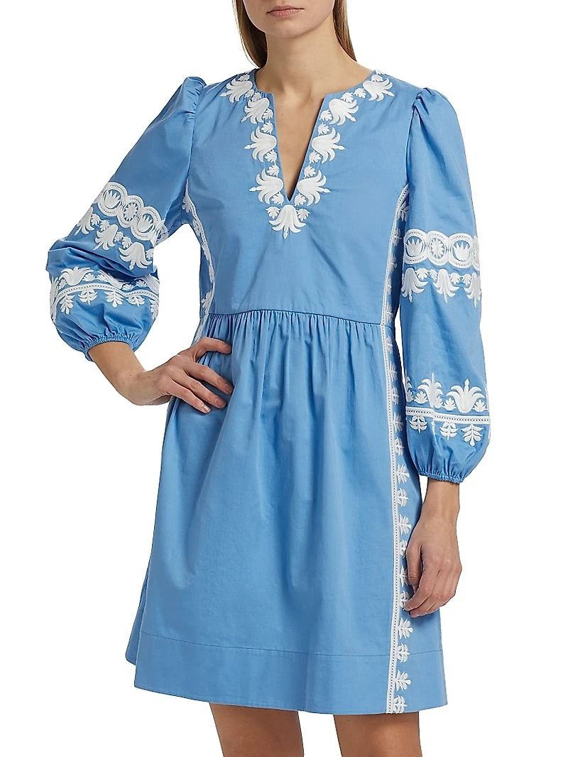 Madeline Embroidered A-Line Minidress
