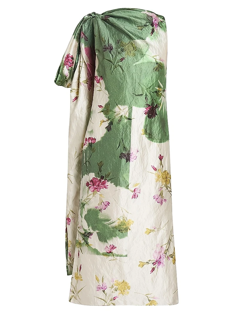 Floral Draped Bow Cocktail Dress