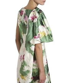 Floral Draped Bow Cocktail Dress