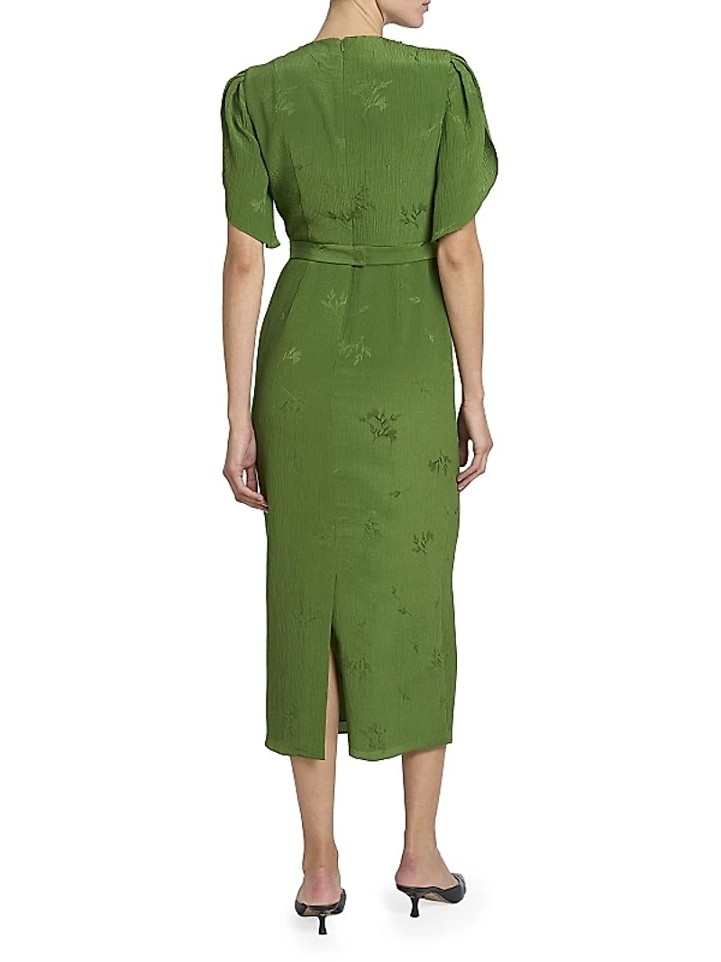 Jacquard Embellished Neck Cocktail Dress