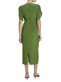 Jacquard Embellished Neck Cocktail Dress