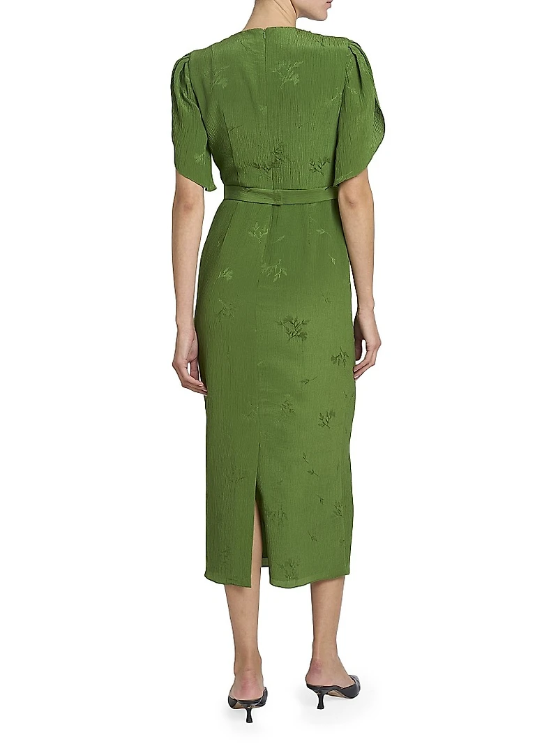 Jacquard Embellished Neck Cocktail Dress