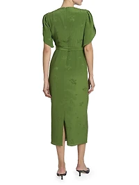 Jacquard Embellished Neck Cocktail Dress