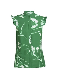 Carnation Flutter-Sleeve Blouse