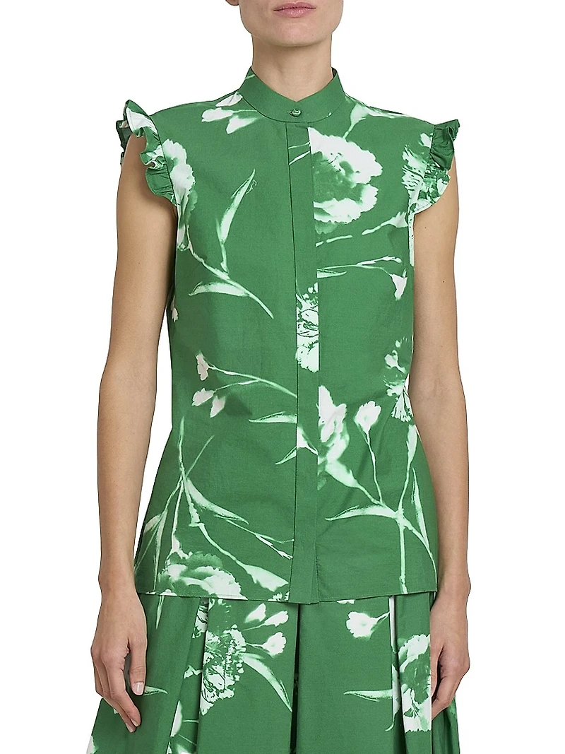 Carnation Flutter-Sleeve Blouse