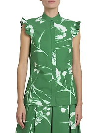 Carnation Flutter-Sleeve Blouse