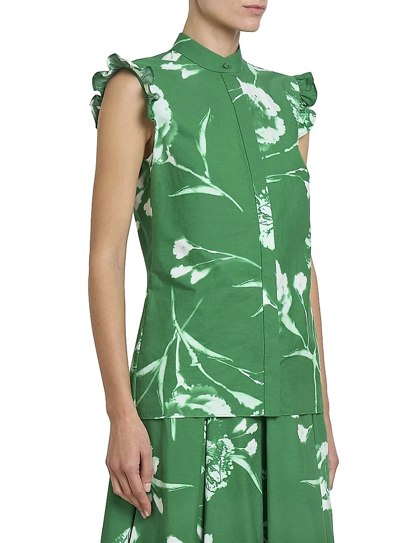 Carnation Flutter-Sleeve Blouse