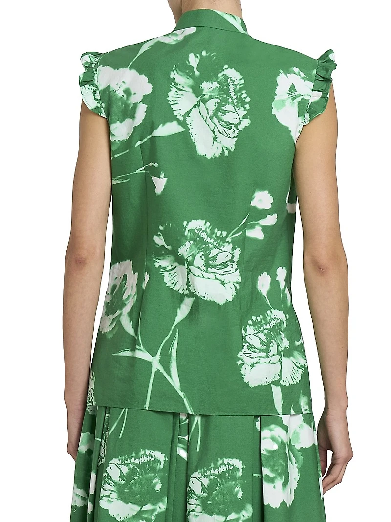 Carnation Flutter-Sleeve Blouse