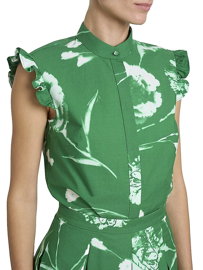 Carnation Flutter-Sleeve Blouse