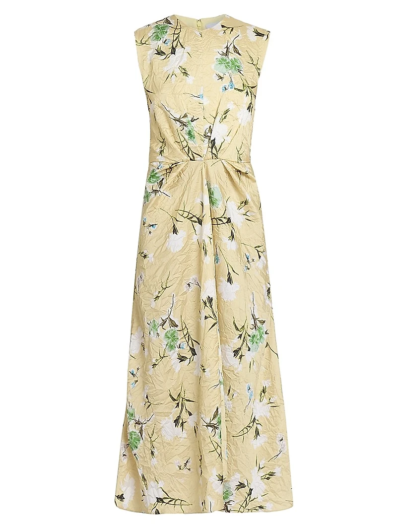 Floral Pencil Tucked Midi-Dress