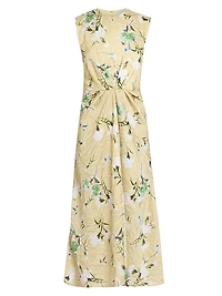 Floral Pencil Tucked Midi-Dress