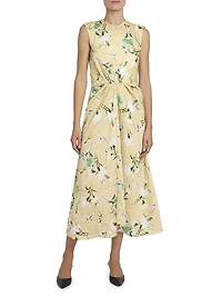 Floral Pencil Tucked Midi-Dress