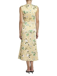 Floral Pencil Tucked Midi-Dress