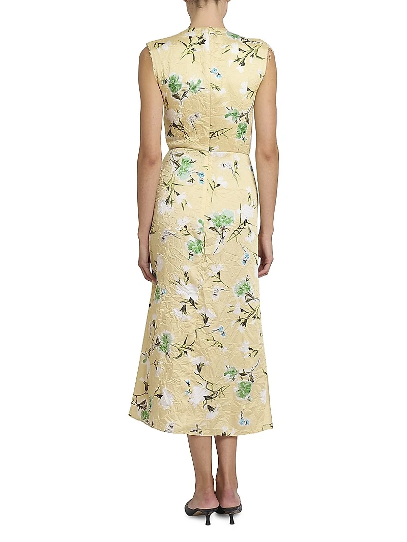 Floral Pencil Tucked Midi-Dress