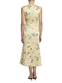 Floral Pencil Tucked Midi-Dress