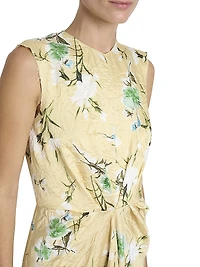 Floral Pencil Tucked Midi-Dress