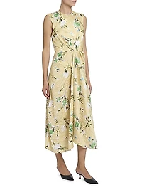 Floral Pencil Tucked Midi-Dress