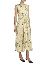 Floral Pencil Tucked Midi-Dress