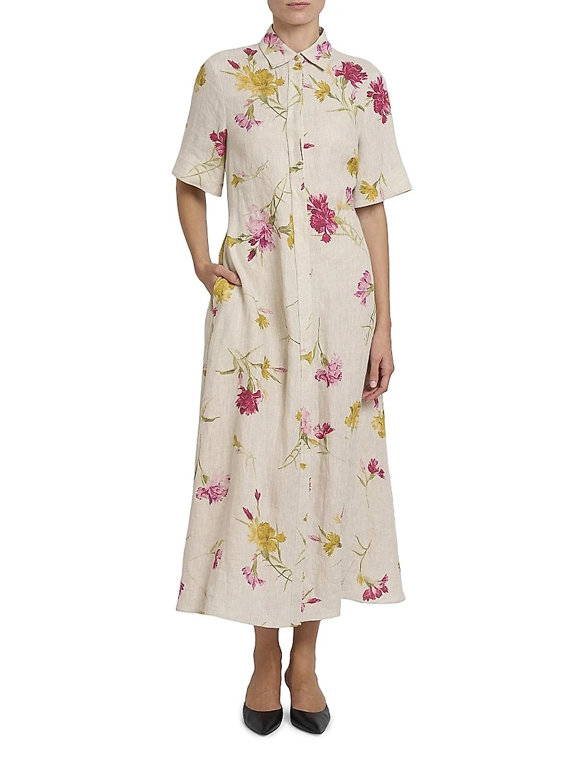 Floral Short-Sleeve Shirtdress