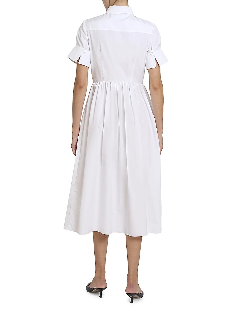 Embroidered Dandelion Short-Sleeve Shirtdress