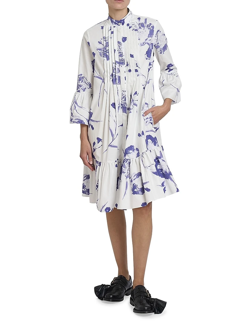 Carnation Pintuck Flare Minidress