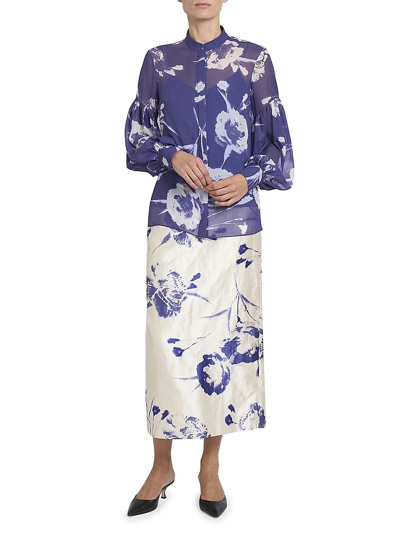 Carnation Blouson-Sleeve Shirt