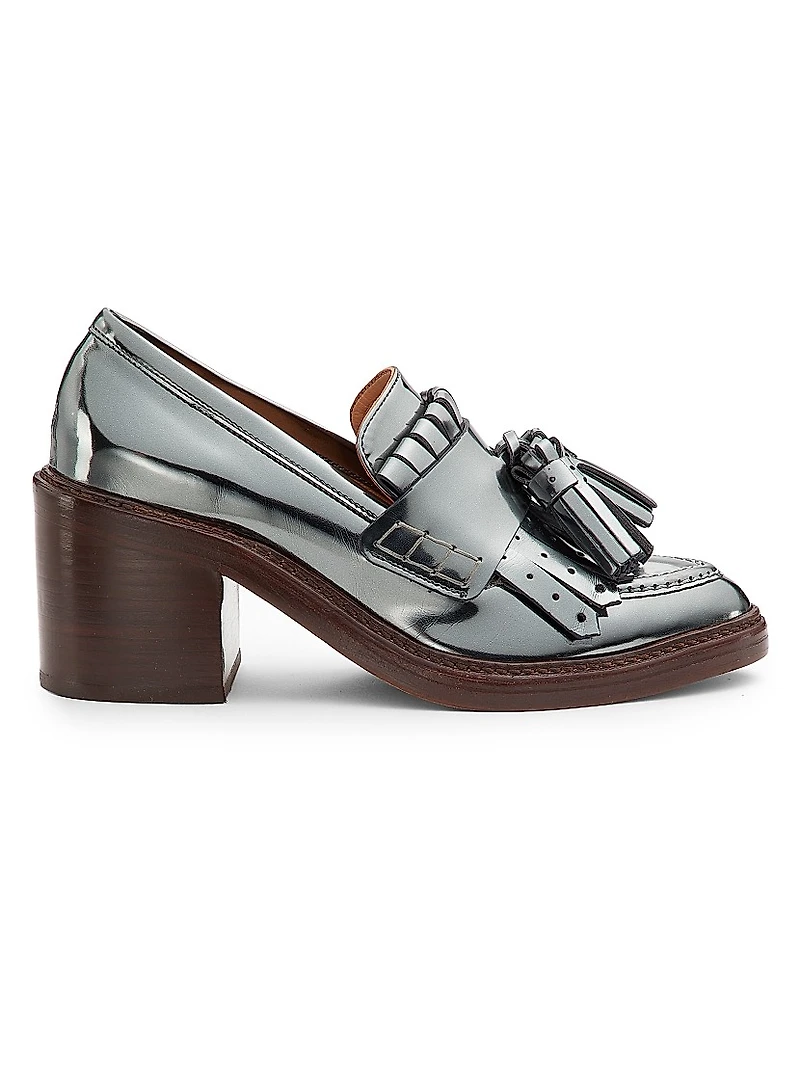 Fiona 70MM Tasseled Metallic Leather Loafers