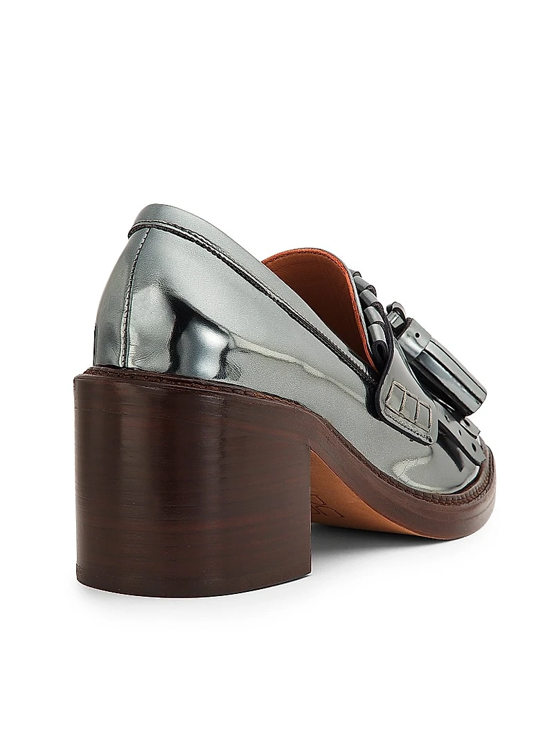 Fiona 70MM Tasseled Metallic Leather Loafers