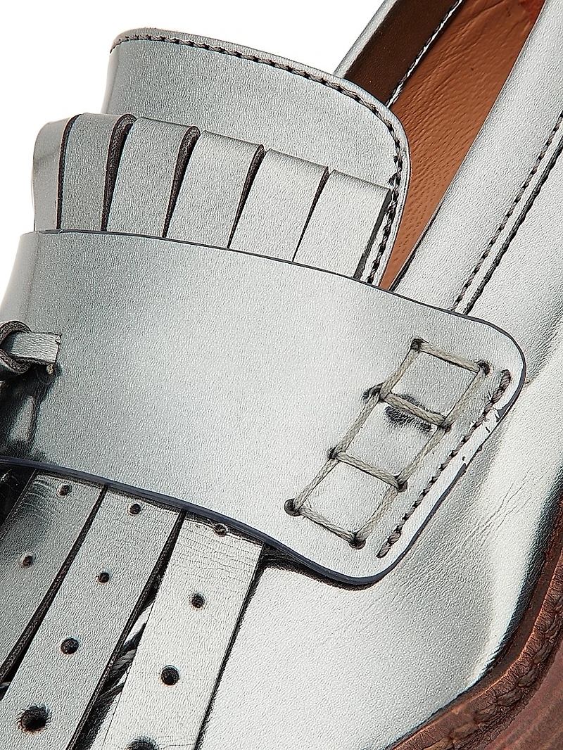 Fiona 70MM Tasseled Metallic Leather Loafers