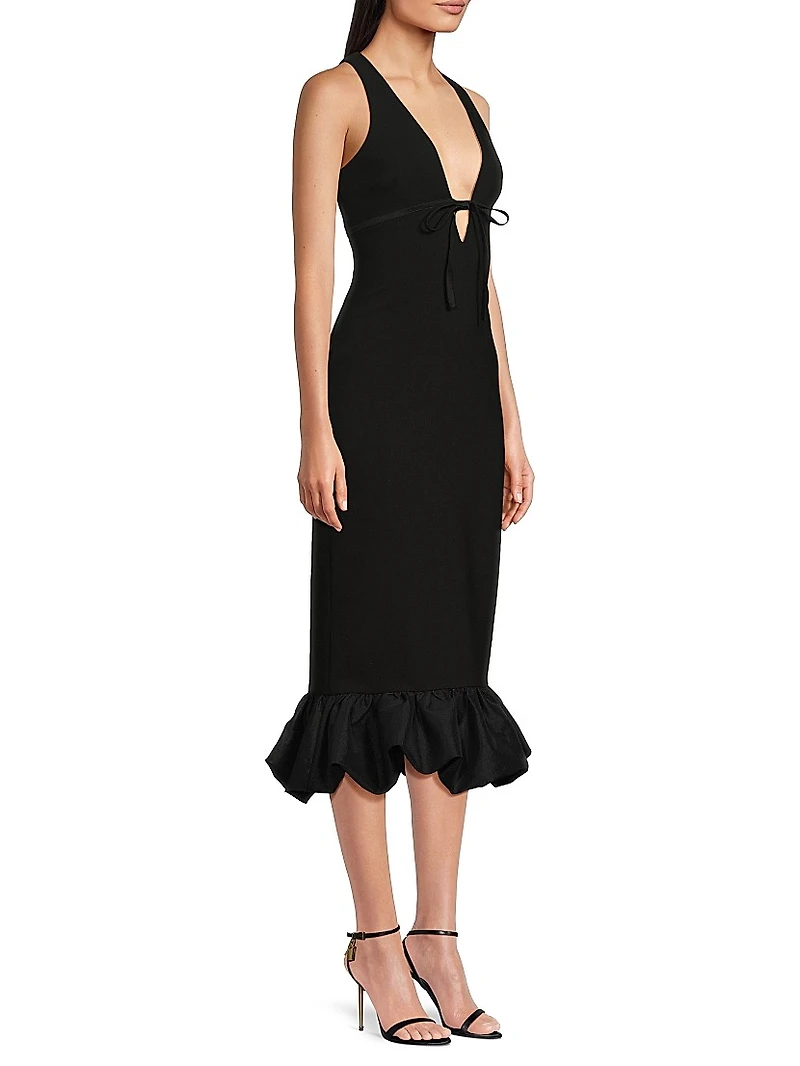 Balta Ruffled Plunge-Neck Midi-Dress