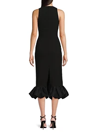 Balta Ruffled Plunge-Neck Midi-Dress