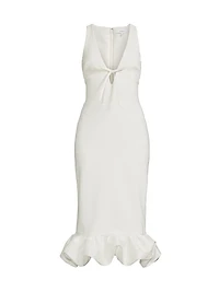 Balta Ruffled Plunge-Neck Midi-Dress