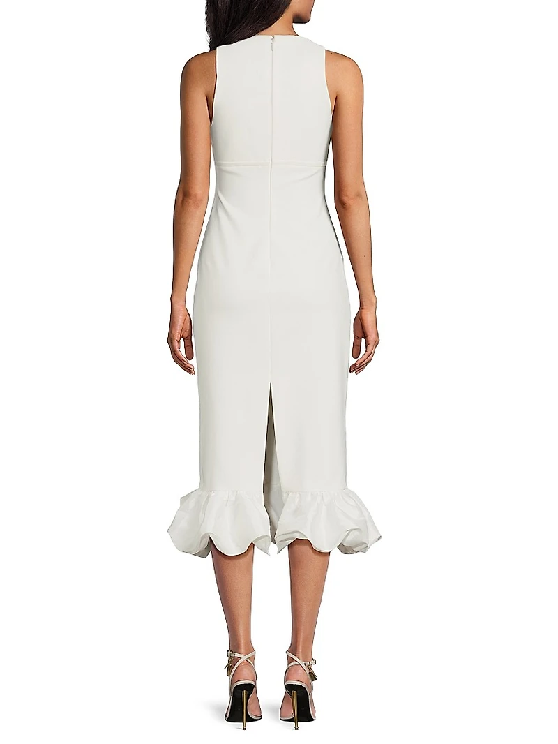 Balta Ruffled Plunge-Neck Midi-Dress
