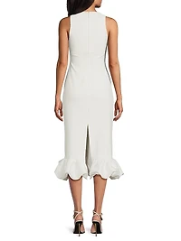 Balta Ruffled Plunge-Neck Midi-Dress