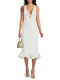 Balta Ruffled Plunge-Neck Midi-Dress
