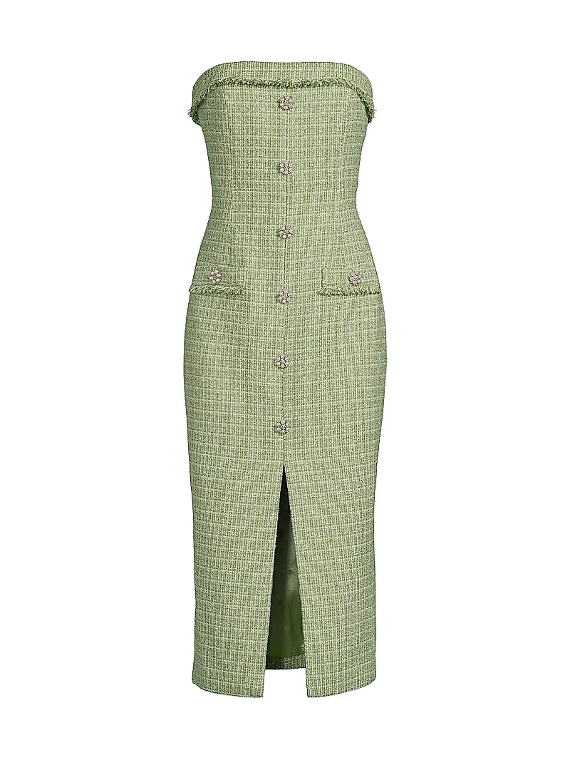 Jenny Tweed Strapless Midi-Dress