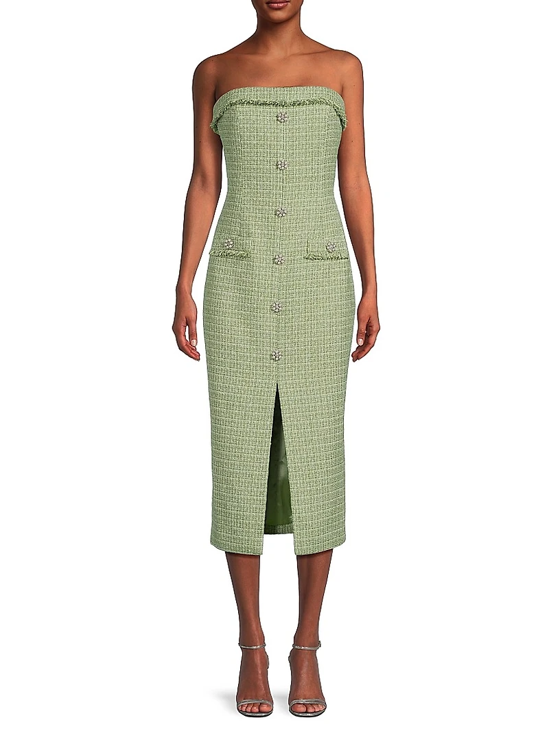 Jenny Tweed Strapless Midi-Dress