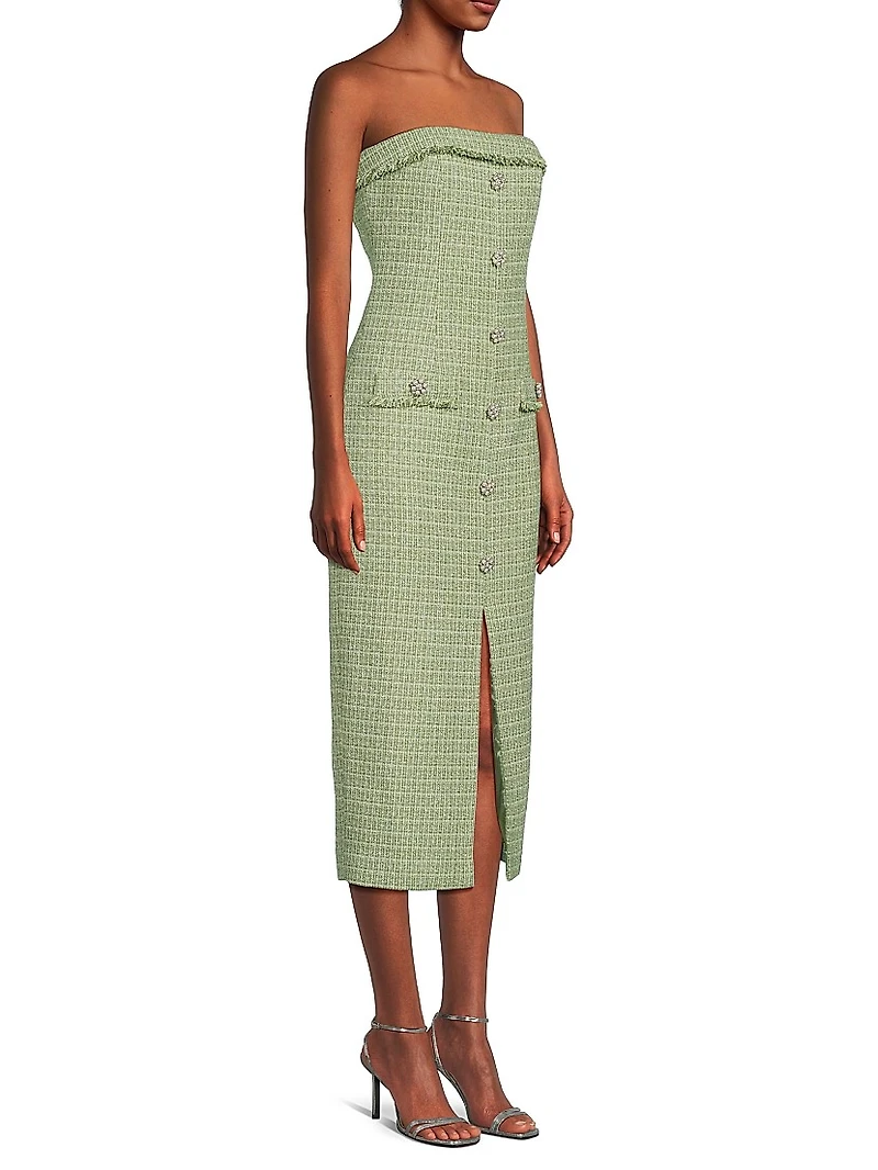Jenny Tweed Strapless Midi-Dress