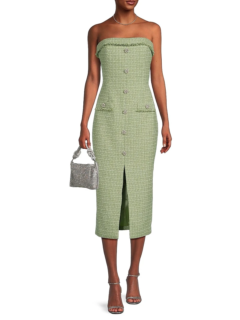 Jenny Tweed Strapless Midi-Dress