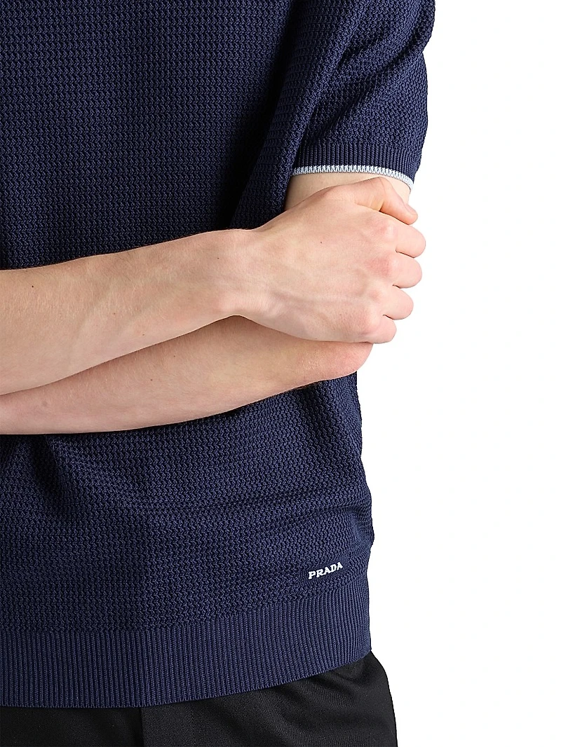 Short-Sleeved Silk and Cotton Sweater