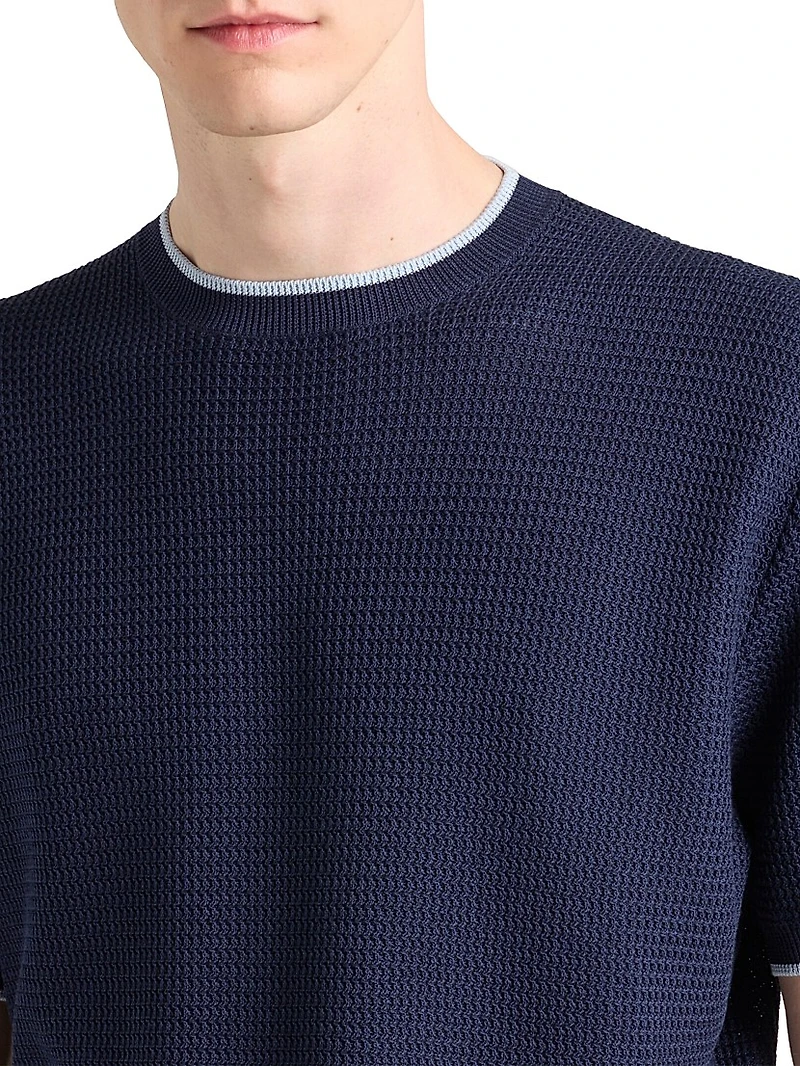 Short-Sleeved Silk and Cotton Sweater