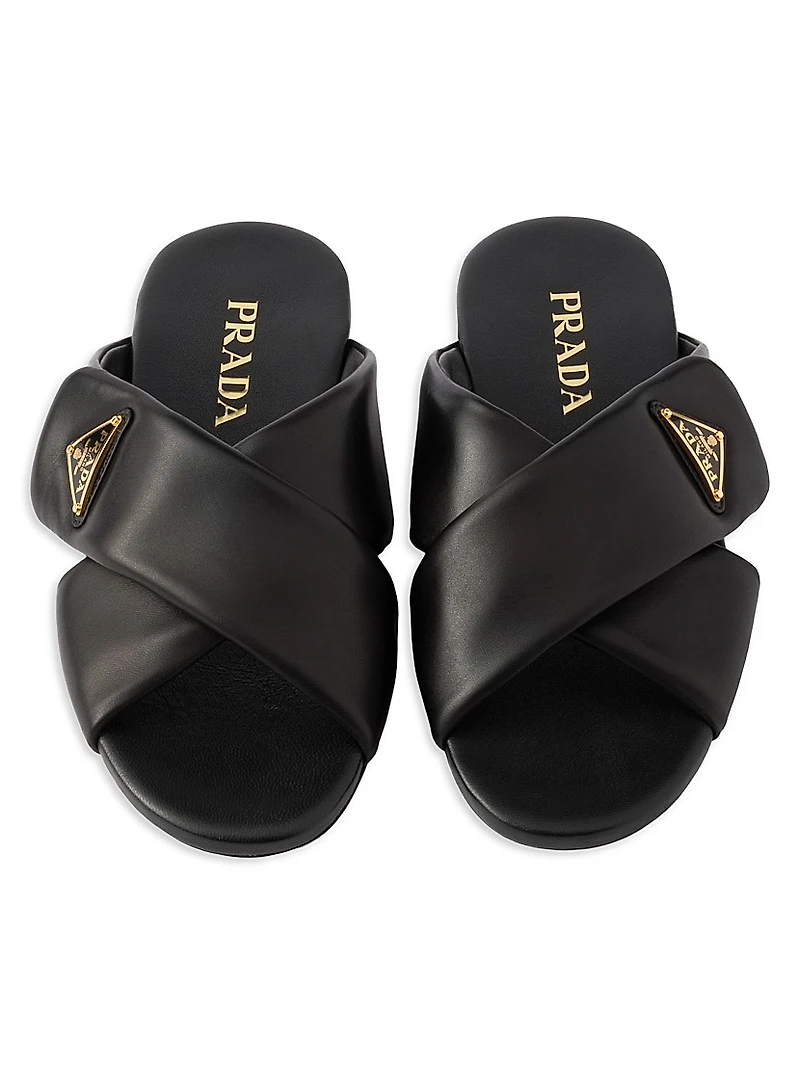 Padded Nappa Leather Slides