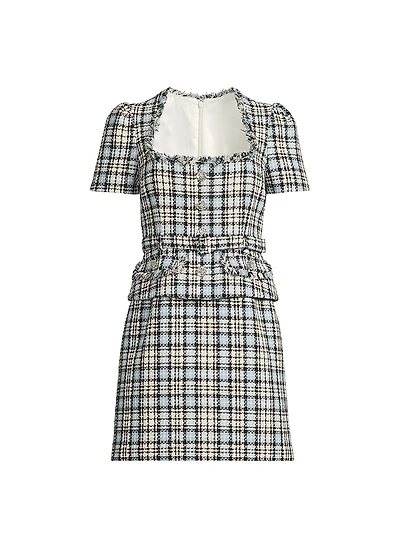 Drop 7 Cecelia Plaid Tweed Minidress