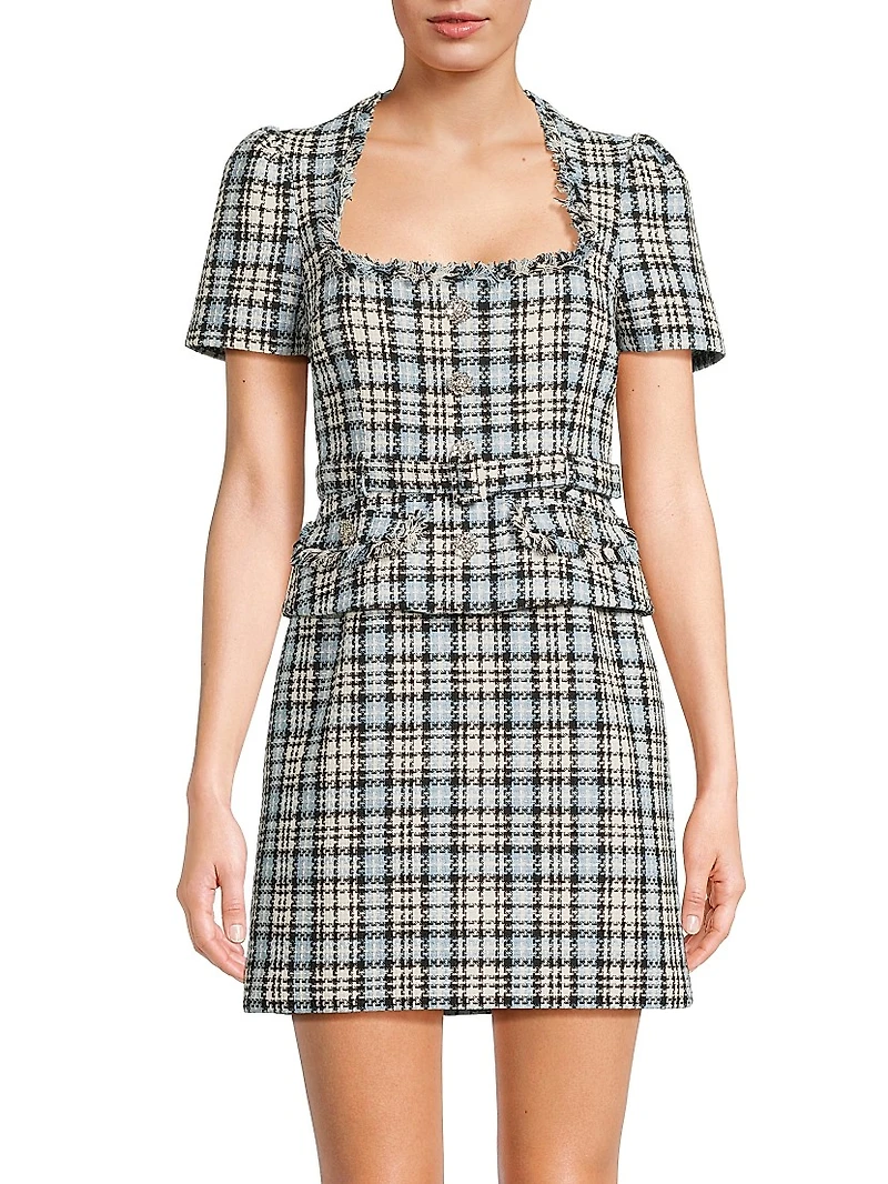 Drop 7 Cecelia Plaid Tweed Minidress