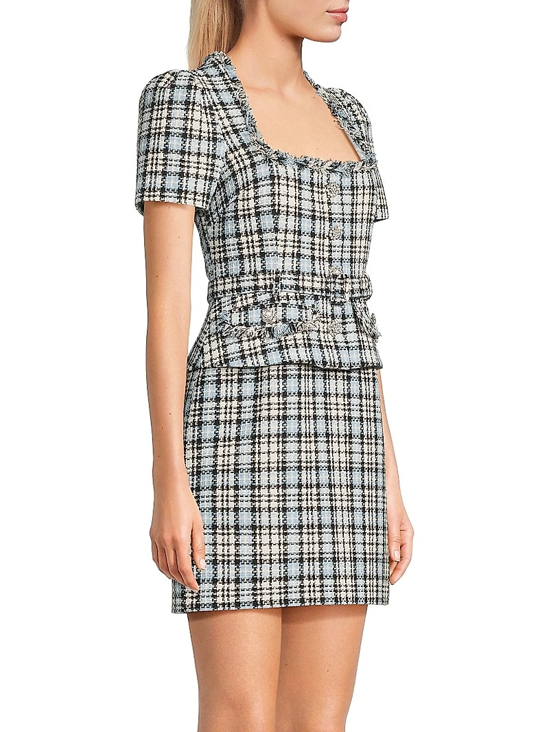 Drop 7 Cecelia Plaid Tweed Minidress