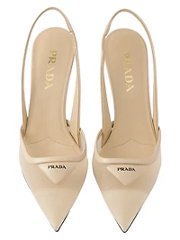 Mesh 75MM Fabric Slingback Pumps