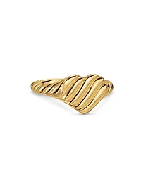 Sculpted Cable Heart Pinky Ring 18K Yellow Gold, 9MM