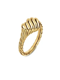 Sculpted Cable Heart Pinky Ring 18K Yellow Gold, 9MM