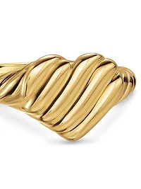 Sculpted Cable Heart Pinky Ring 18K Yellow Gold, 9MM